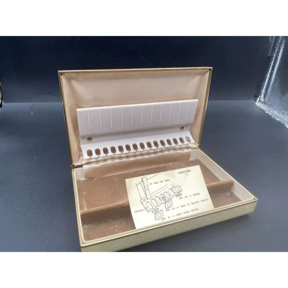 Vintage Farrington Genuine Men’s Jewelry Box Mid Century Case Tie Bar/Cuff Link